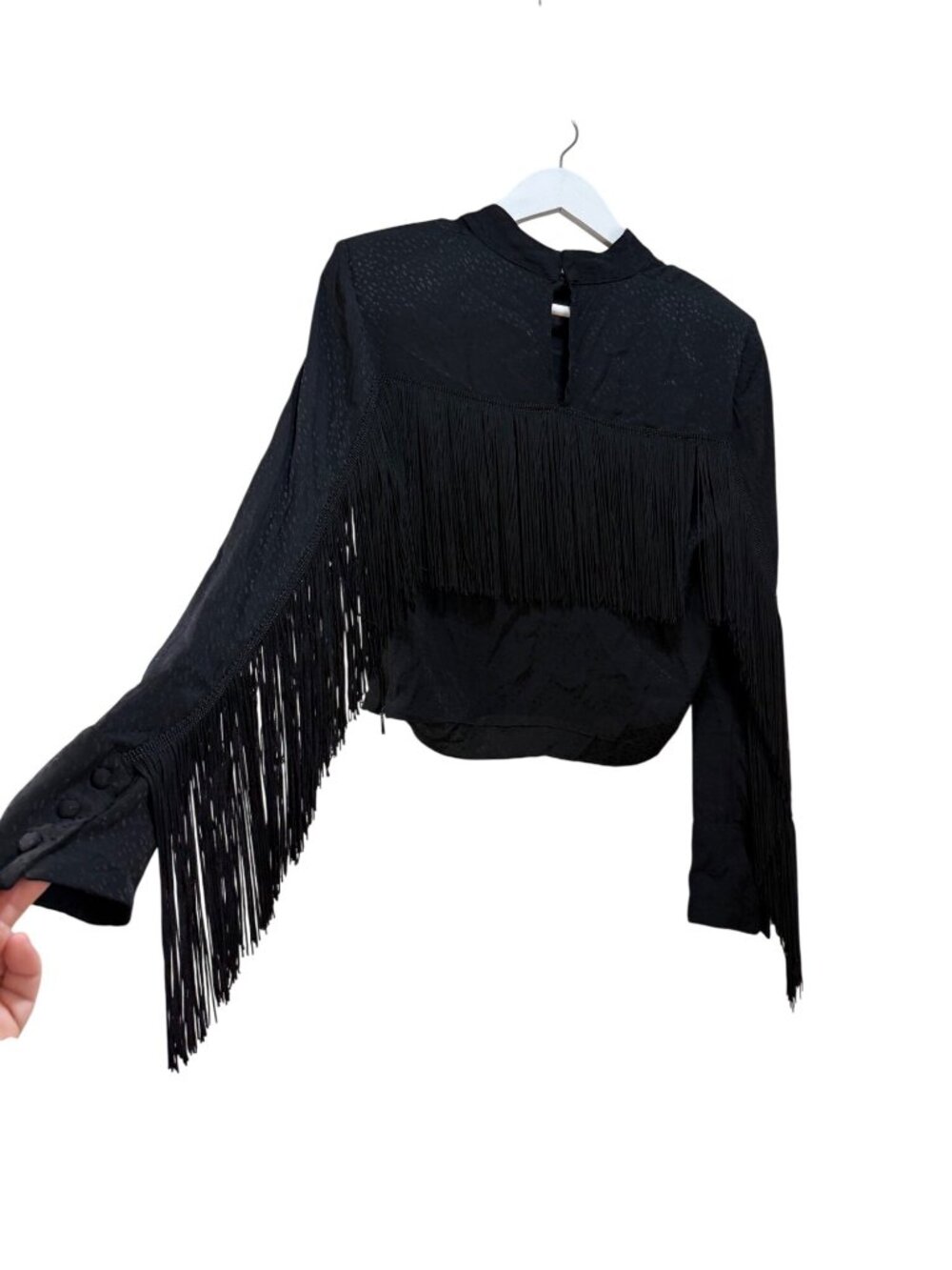 Western Cowgirl Chic Festival Fringe Whimsigoth Jacquard Cropped Top Sz 6